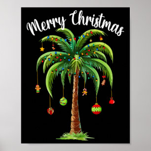 Póster Navidades Palm Xmas Tree Tropical Beach Hawaii Wom