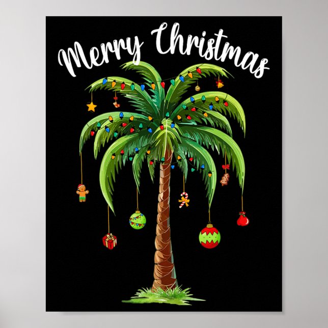 Póster Navidades Palm Xmas Tree Tropical Beach Hawaii Wom (Frente)