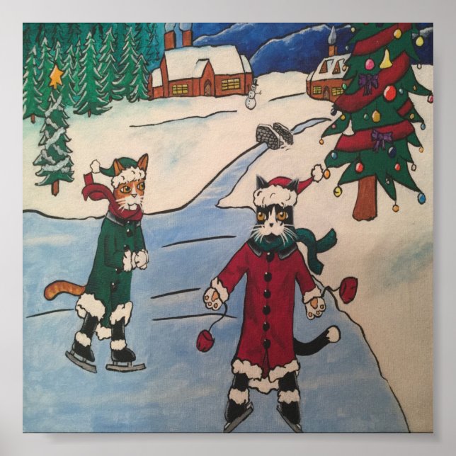 Póster Navidades Patinaje sobre hielo (Frente)
