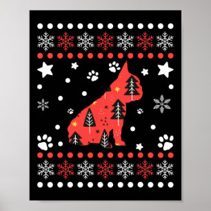 Póster Navidades Patrón de perro Propietario de Bulldog f