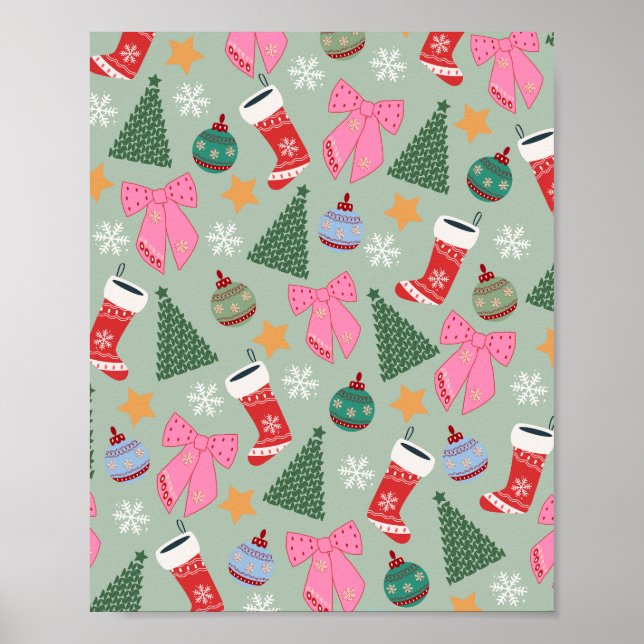Póster Navidades pequeños Mint Green (Frente)