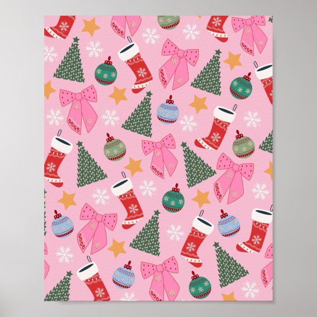Póster Navidades pequeños rosados (Frente)