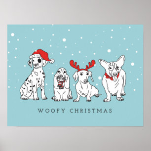 Póster Navidades Perro Puns Santa Dogs Navidades Woofy