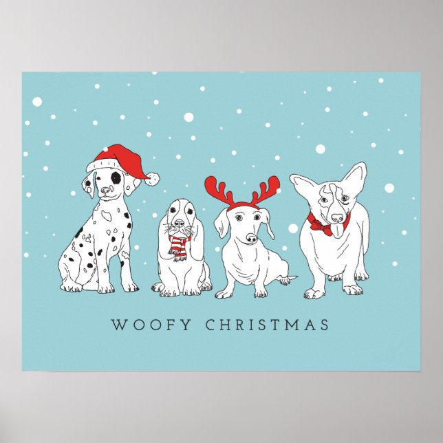 Póster Navidades Perro Puns Santa Dogs Navidades Woofy (Frente)
