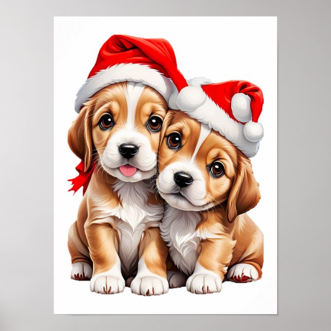 Póster Navidades Perros Cachorros (Frente)