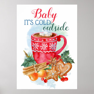 Póster Navidades personalizados acuarela de chocolate cal