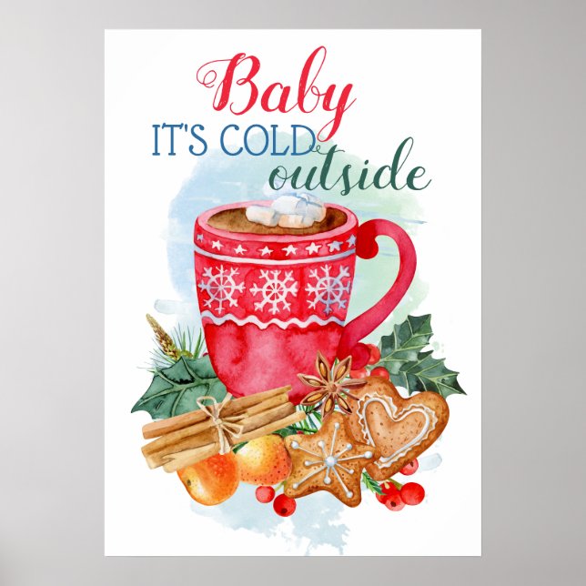 Póster Navidades personalizados acuarela de chocolate cal (Frente)