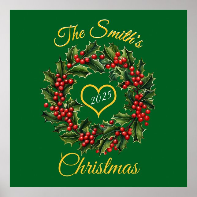 Póster Navidades personalizados Garland Heart (Frente)