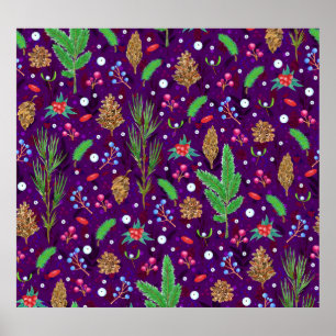 Póster Navidades Pine Cones: Festividad sin foco