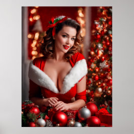Póster Navidades Pinup Santa Claus Lady