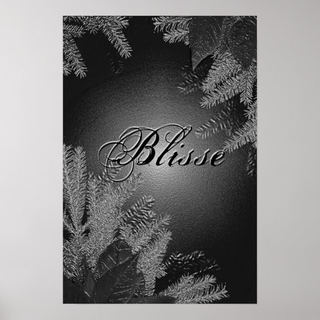 Póster Navidades Poinsettia Black And Grey Blisse III (Frente)