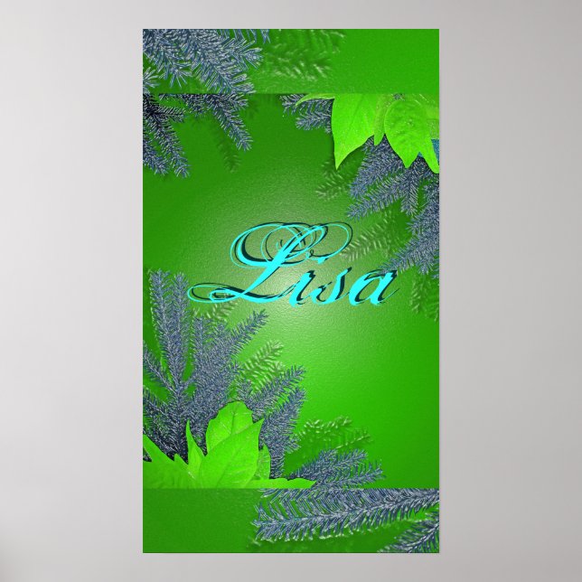 Póster Navidades Poinsettia Green Lisa I (Frente)