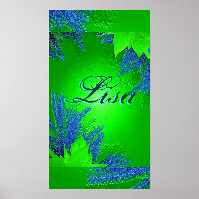 Póster Navidades Poinsettia Green Lisa I (Frente)