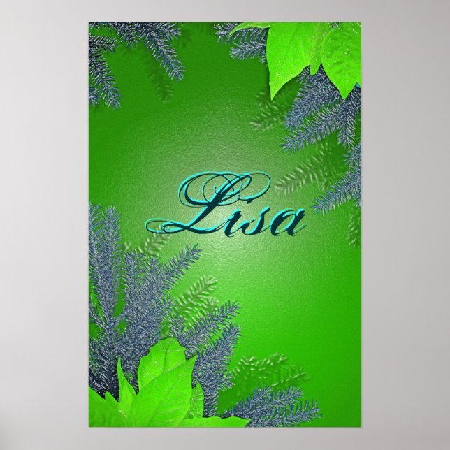 Póster Navidades Poinsettia Green Lisa III (Frente)