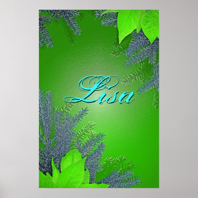 Póster Navidades Poinsettia Green Lisa III (Frente)