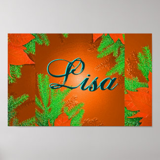 Póster Navidades Poinsettia Naranja Delight Lisa II