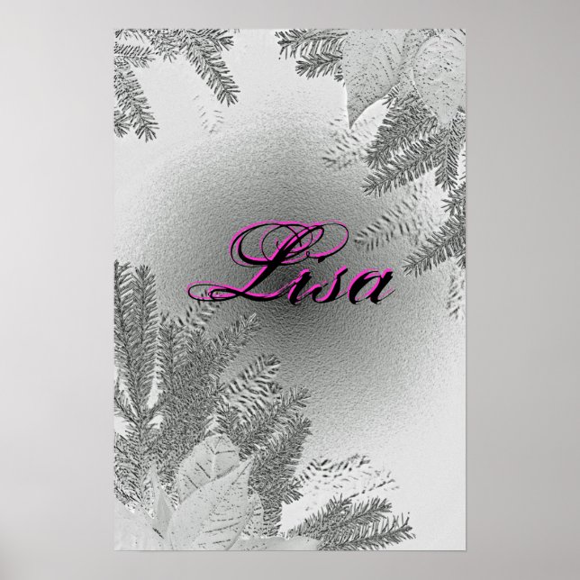 Póster Navidades Poinsettia White Y Gray Lisa (Frente)