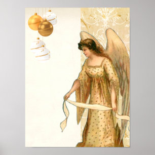 Póster Navidades Poster Angel & Ornaments
