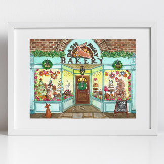 Póster Navidades Poster de acuarela de panadería