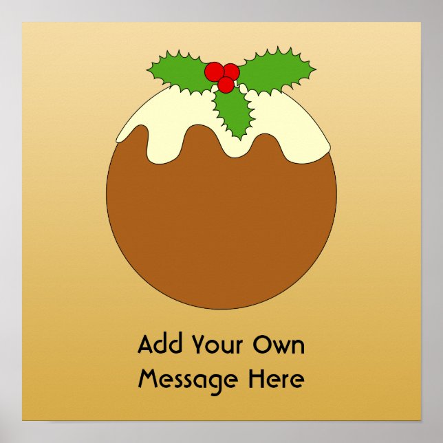Póster Navidades Pudding. Fondo de color dorado. (Frente)