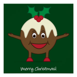 Póster Navidades pudding personaje de caricatura