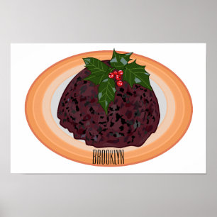 Póster Navidades pudding personalizado ilustracion