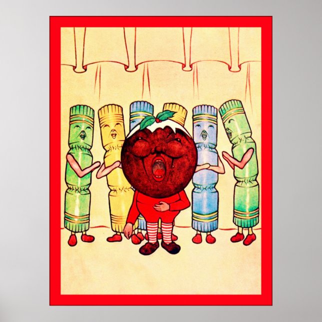 Póster Navidades Pudding y Crackers ~ Vintage Navidad (Frente)