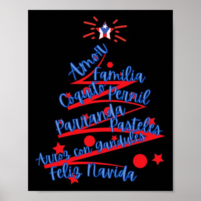 Póster Navidades puertorriqueños Feliz Navidad (Frente)
