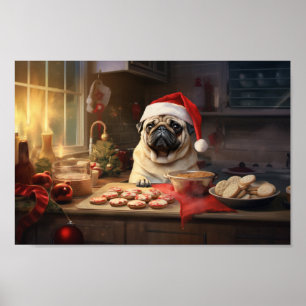 Póster Navidades Pug Cookies festividades