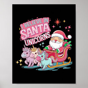 Póster Navidades Que Creo En Santa Y Unicornios Funny Xm
