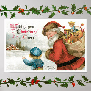 Póster Navidades que saludan por Ellen Clapsaddle