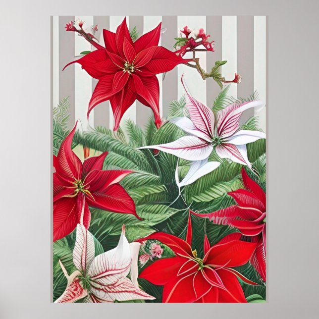 Póster Navidades Red Amaryllis y Poinsettias (Frente)