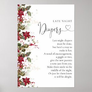 Póster Navidades Red Poinsettia Diapers Poster nocturno t
