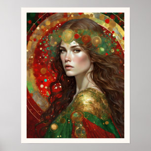 Póster Navidades reflexionan sobre mujer con pelo marrón