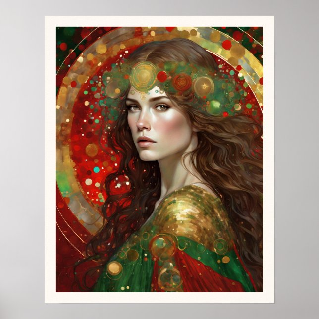 Póster Navidades reflexionan sobre mujer con pelo marrón (Frente)