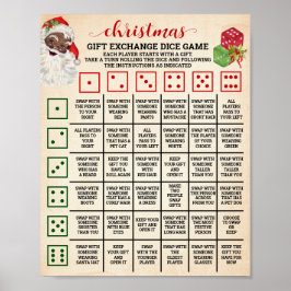 Póster Navidades Regalo de intercambio de dados Rótulo de