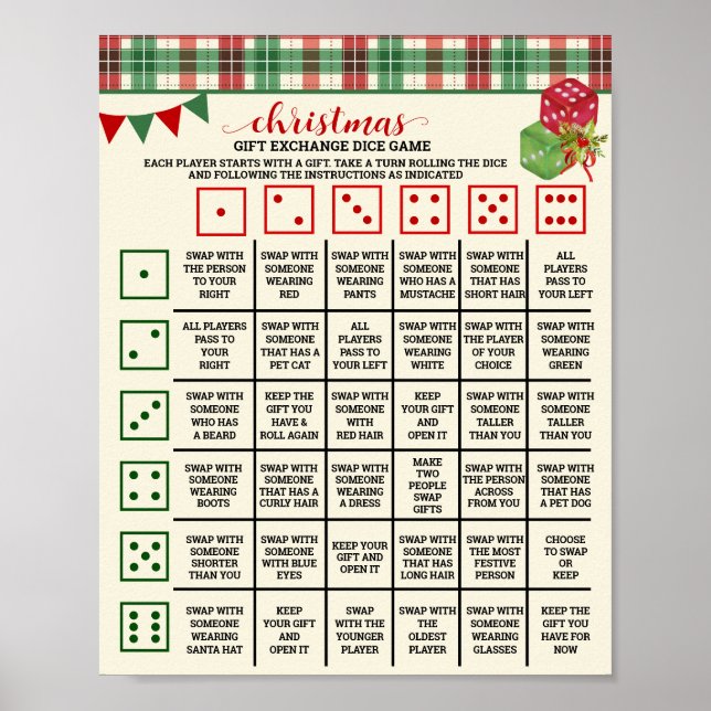 Póster Navidades Regalo Juego de dados Roll de intercambi (Frente)