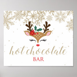 Póster Navidades Reindeer Hot Chocolate Bar Gold