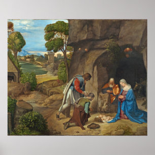 Póster Navidades religiosos Giorgione Shepherds Pintando