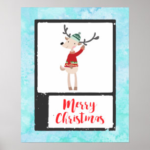 Póster Navidades Renos En Un Feo Sudor De Whimsical