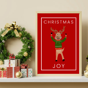 Póster Navidades renos en una acogedora imprenta de suéte