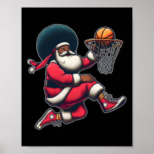 Póster Navidades retro - African American Santa Claus Ske