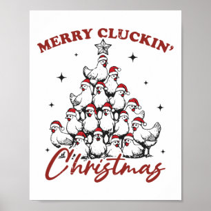 Póster Navidades Retro De Cluckin De Arbol De Pollo Y