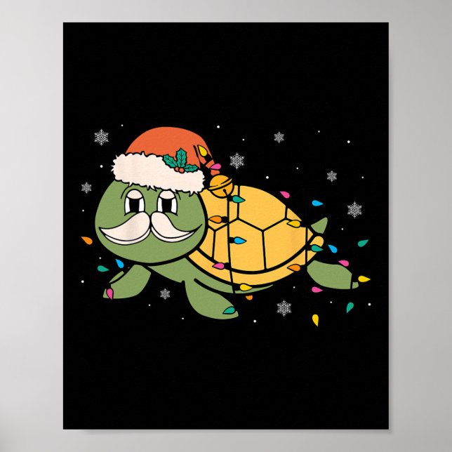 Póster Navidades retro de la tortuga del mar de Santa Luc (Frente)