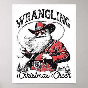 Póster Navidades retro de navidad occidental saludan a Sa