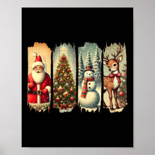 Póster Navidades retro escuadrón de navidad de venado de
