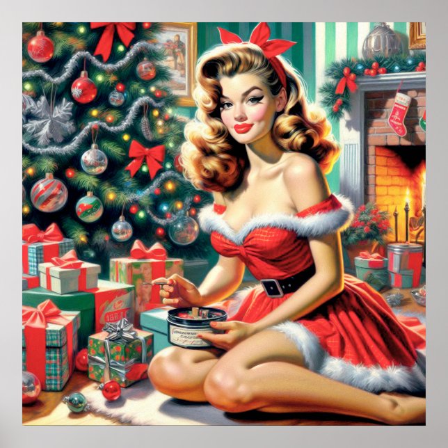 Póster Navidades retro puntando (Frente)
