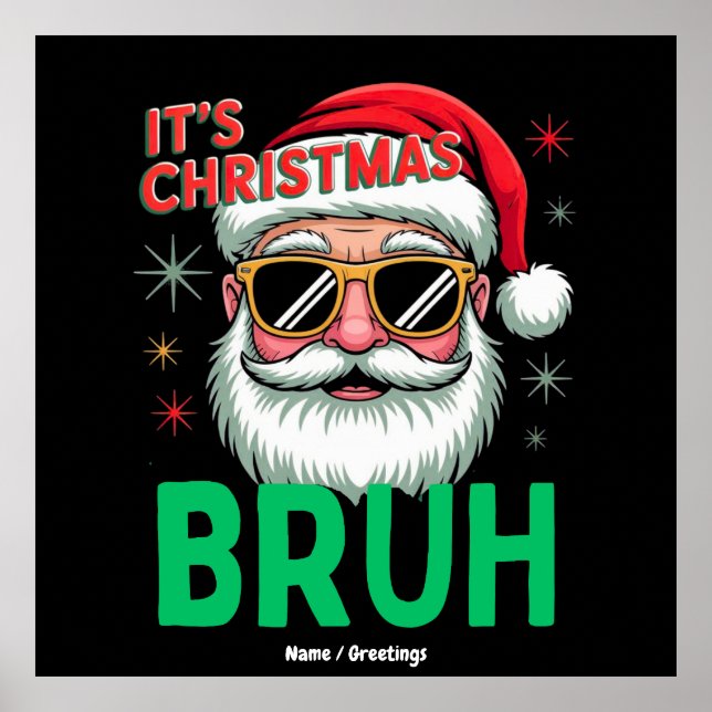 Póster Navidades retro Santa Meme navidad graciosa (Frente)