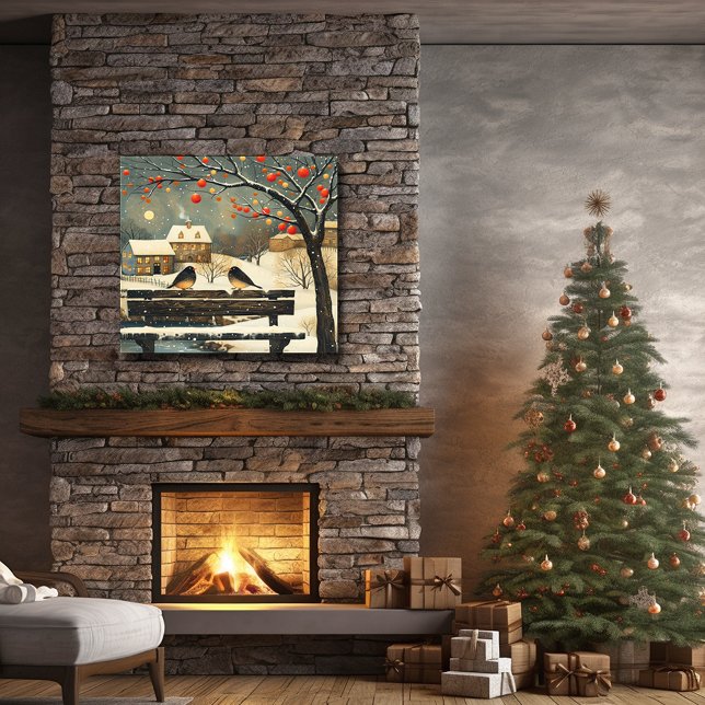 Póster Navidades Retro Village Park Bench Birtage Cottage (Subido por el creador)