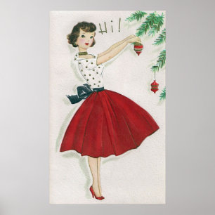 Póster Navidades retro vintage poster